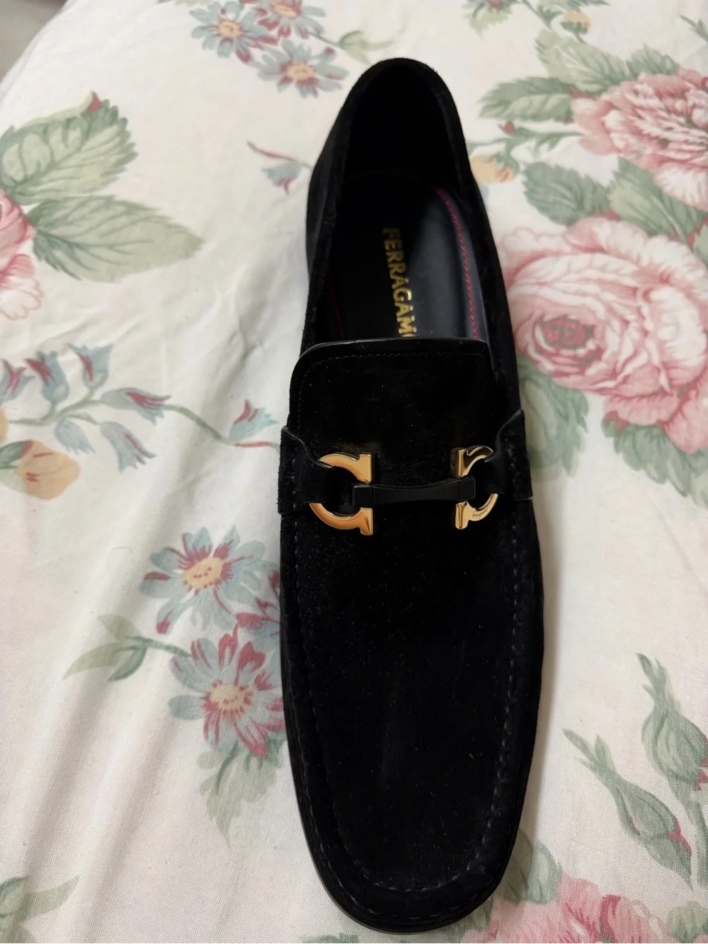 Salvatore Ferragamo Men's Black Suede Loafers Size 11